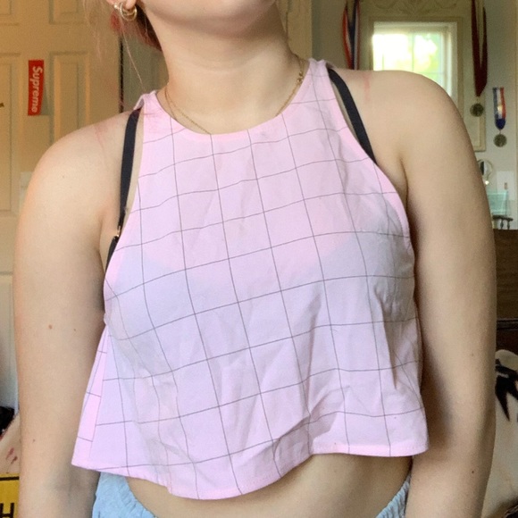 American apparel pink checkered halter crop top - Picture 3 of 3